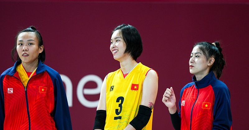 Đội tuyển nữ bóng chuyền Việt Nam giành chiến thắng ấn tượng trước Nepal tại ASIAD 19 - 91227135